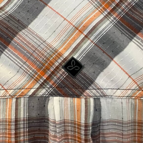 Men's Prana Orange & Gray Plaid Short Sleeve Shirt, Size Large - Picture 8 of 11